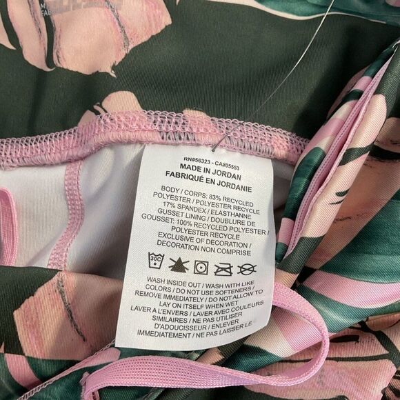 New Nike Dri Fit Activewear Cropped Pant Legging Pink Leaf Women's Medium - Picture 5 of 9